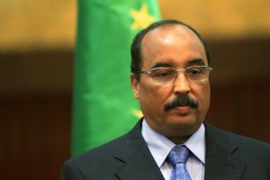 Mauritanian President Aziz is seen during his official visit in Khartoum